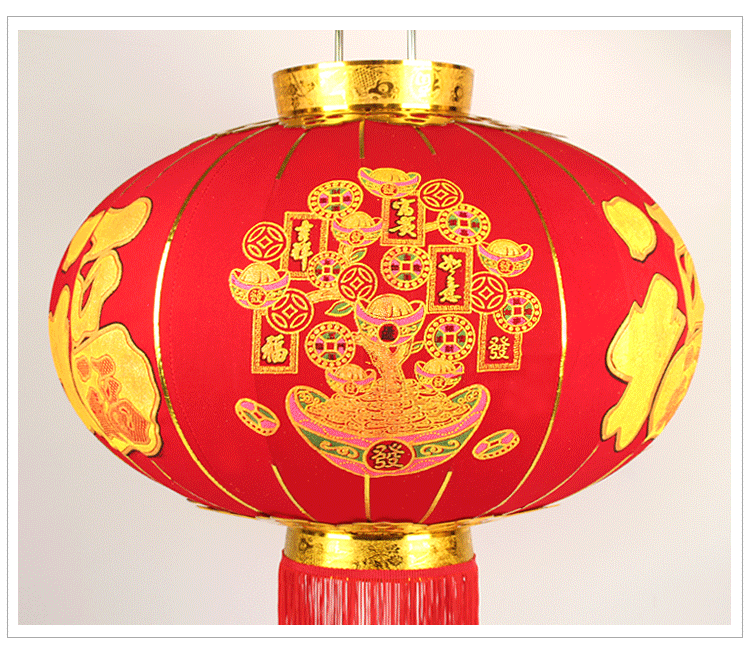 大红福字金条长杆灯笼植绒过年户外春节喜庆新年装饰广告灯笼批发