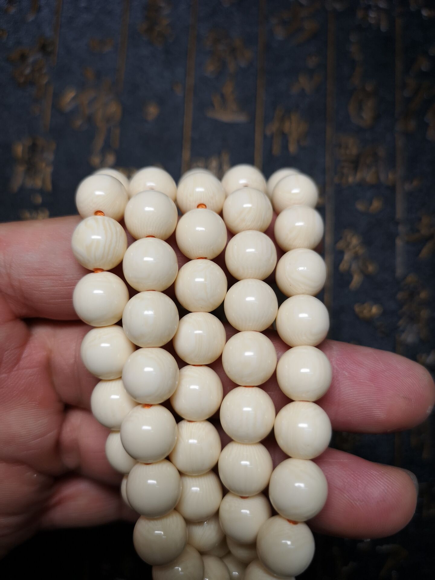 仿象牙手链5-10mm108颗仿象牙仿河马牙手链仿象骨手链牛骨手链