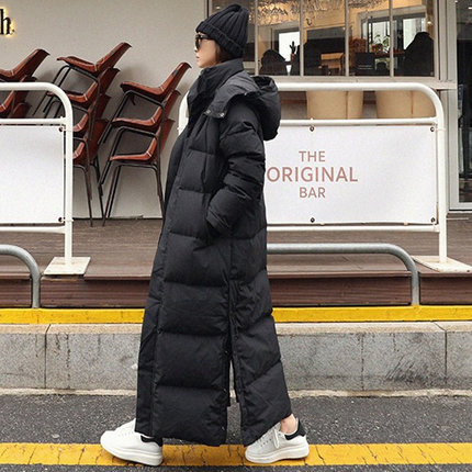 CSM New Hooded Cotton-Padded Coat Korean Style Loose Thick Long to Ankle Lengthened Overknee down Cotton-Padded Coat Woman Cotton Dress Tide