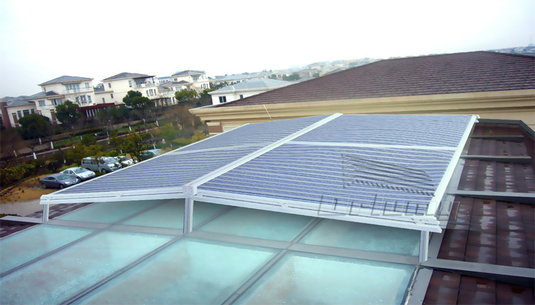 电动遮阳天幕篷屋顶电动棚阳光房屋顶自动遮阳天幕帘厂家定制