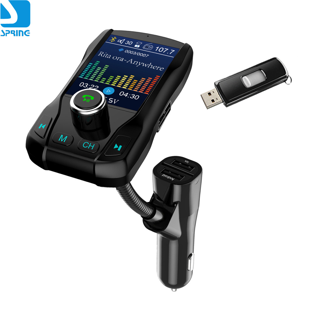 77彩屏插卡车载mp3蓝牙fm发射器 原厂彩屏蓝牙免提车载fm发射器