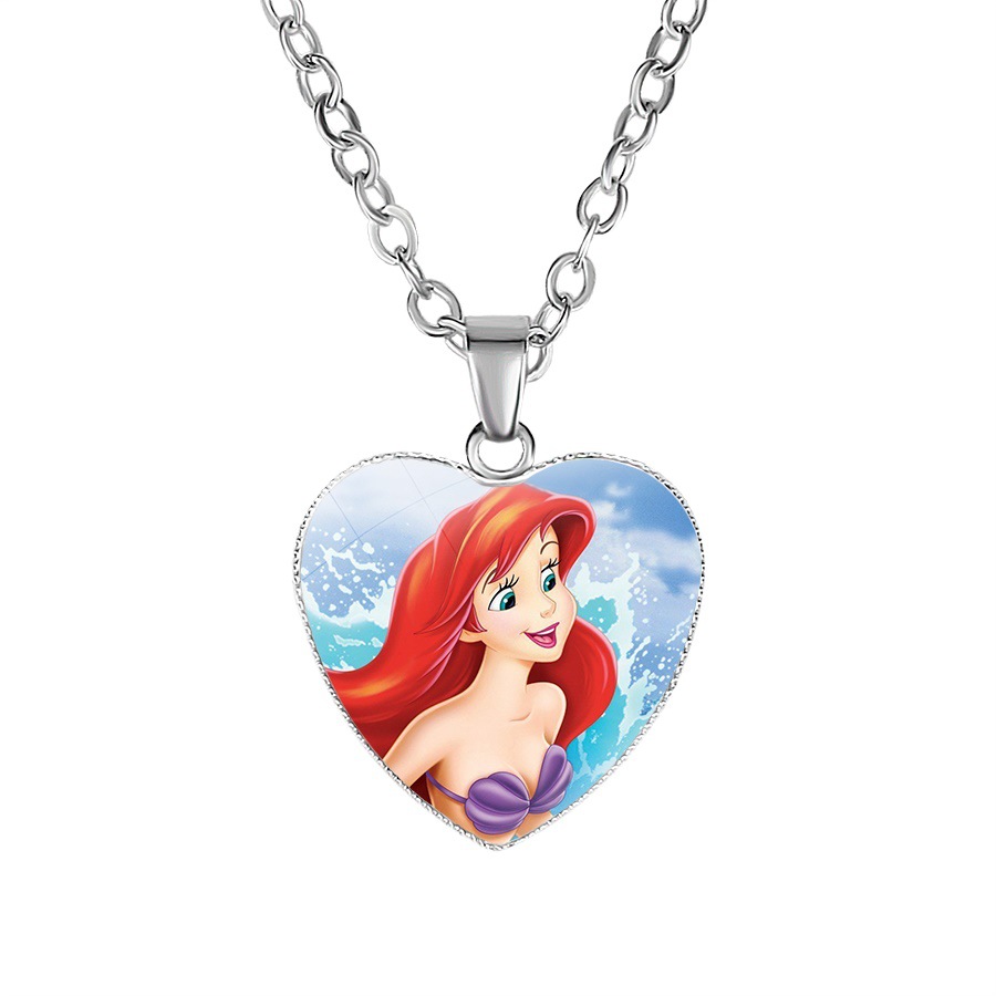 New Cartoon Frozen Princess Elsa Love Pendant Children's Necklace Snowyprincess Mermaid Accessories