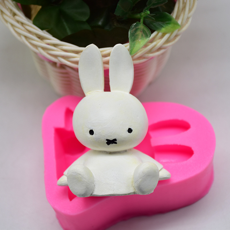 diy烘焙 米菲兔 车载香薰石膏i配饰 蛋糕装饰翻糖粘土硅胶模具