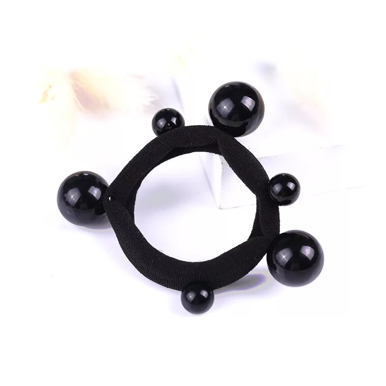 Internet Celebrity Bun Large and Small Pearls Hair Band Towel Ring Seamless Beaded Hair Rope High Elasticity Non-Deformation Rubber Band