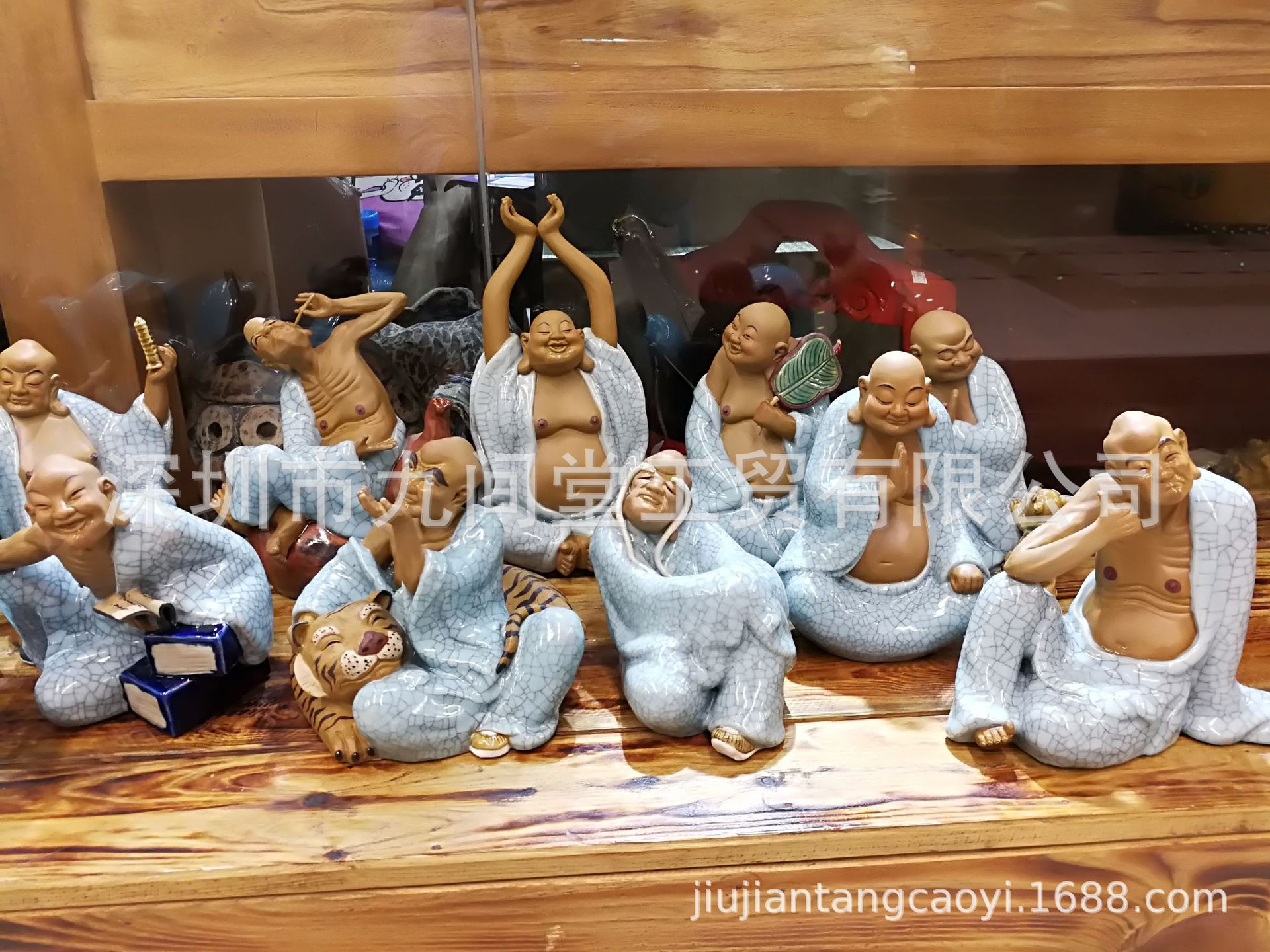 石湾公仔陶瓷18罗汉十八罗汉精品收藏款经典中式家具摆饰
