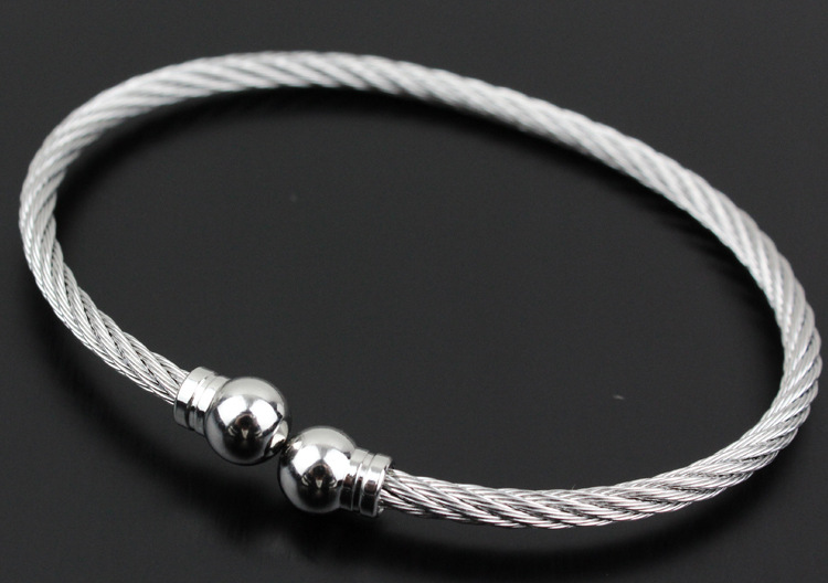 复古椭圆形开口手镯 欧美新款不锈钢手镯 跨境爆款配饰钢丝手环