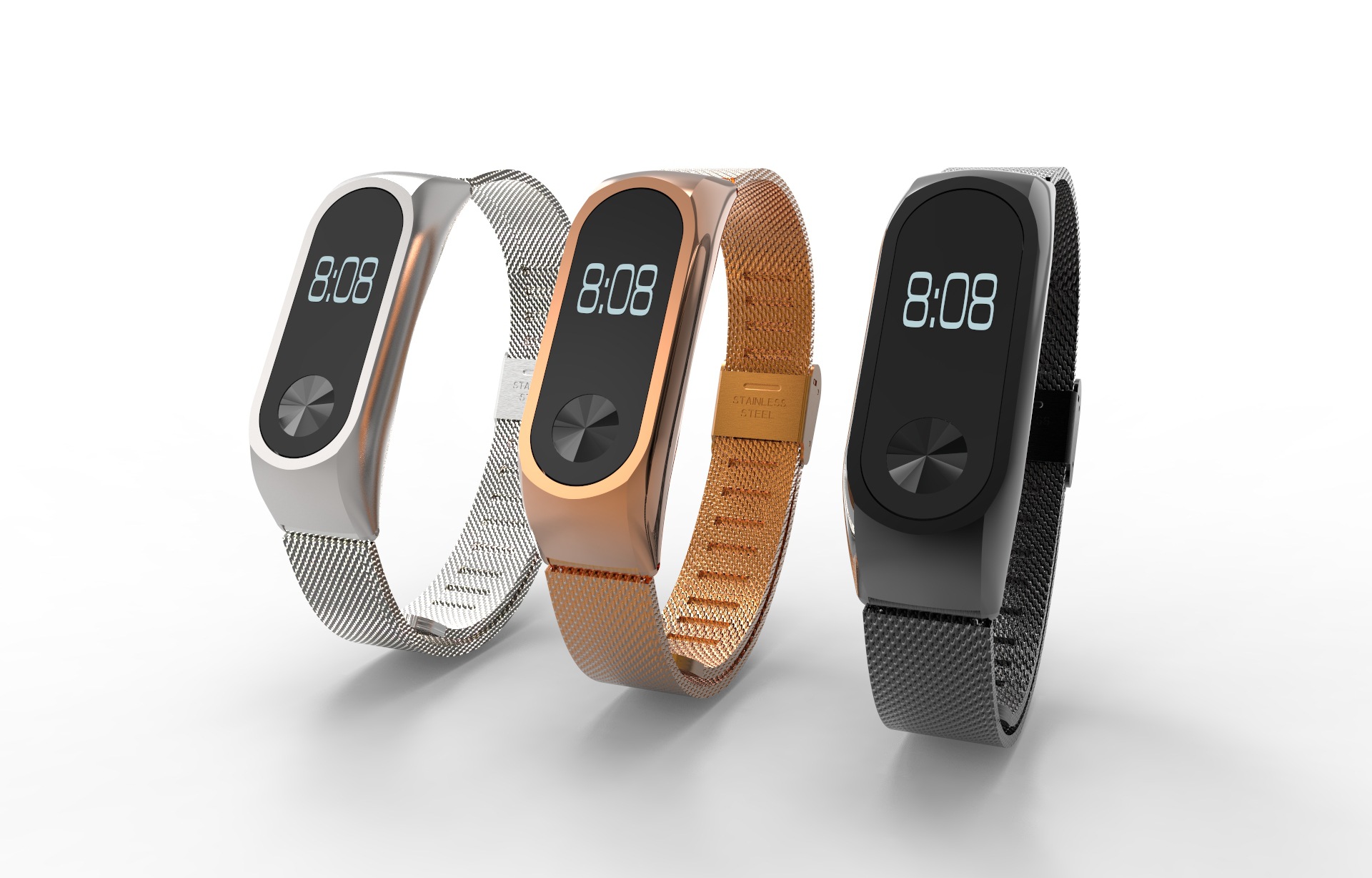 手环2代金属腕带二代不锈钢免螺丝磁吸壳米兰银色黑色玫瑰金