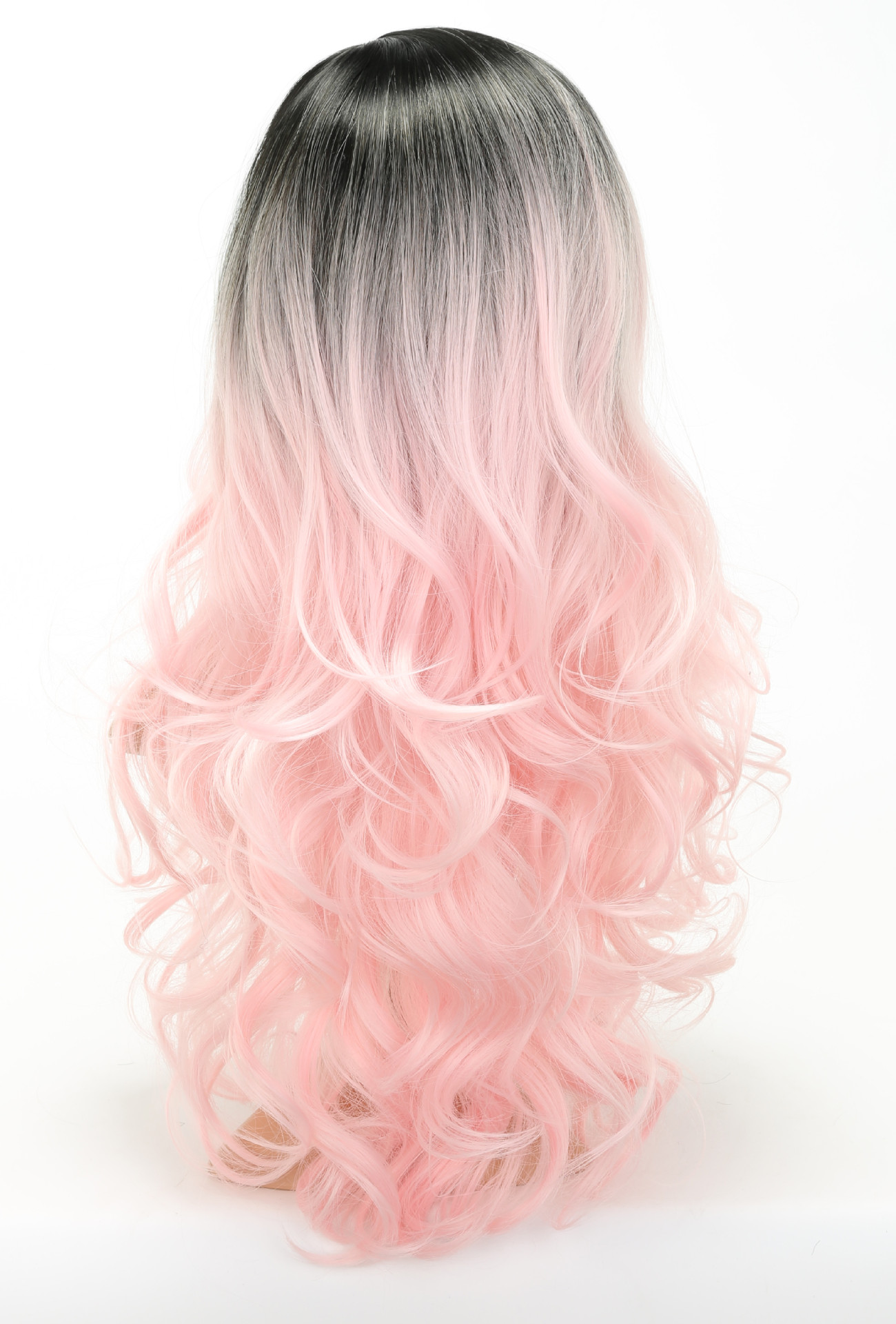 欧美假发渐变色粉色高温丝长卷发女 厂家直销ms9029