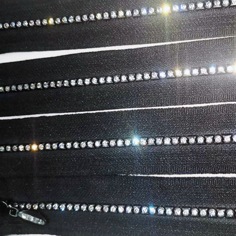 10#钻石拉链 带钻拉锁树脂开口双排镶钻拉链 颜色长度可按需定制