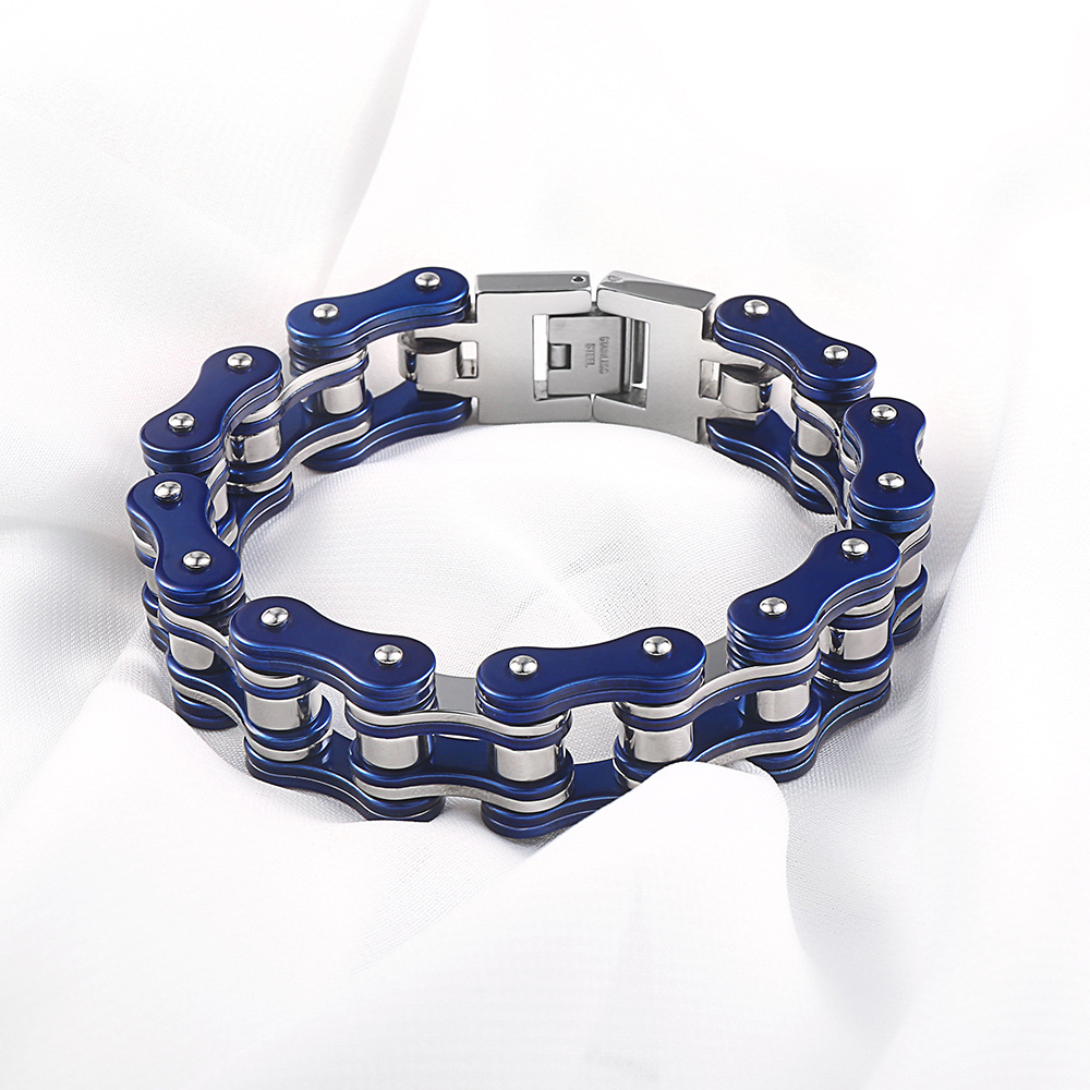 欧美时尚男士钛钢手链个性霸气摩托车单车机车链条手饰潮流配饰品