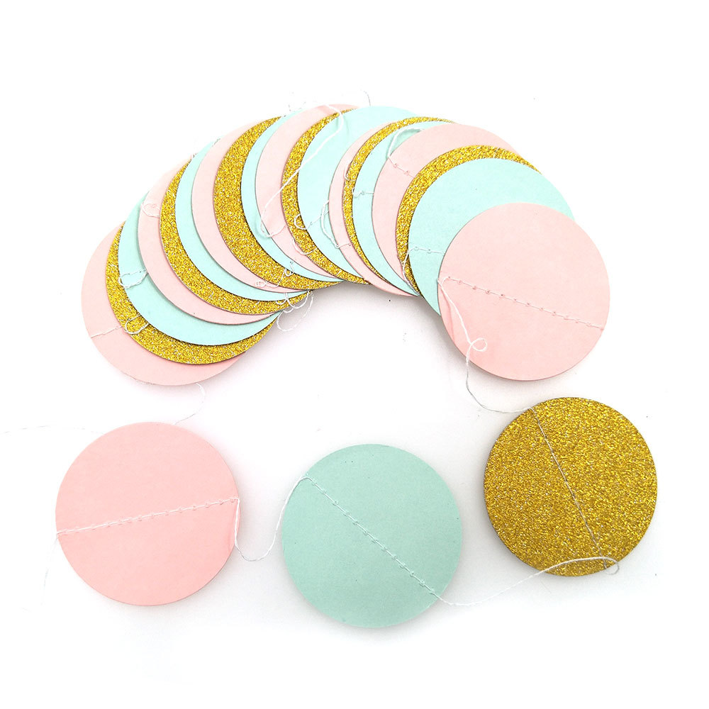 2米圆片纸拉花五角星挂串拉旗生日派对装饰布置挂饰圆形纸片串13g