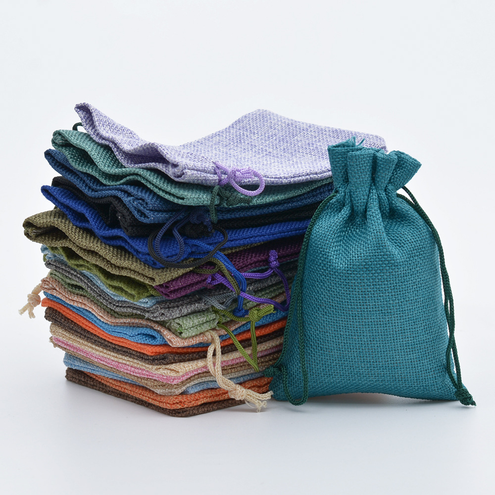 复古抽绳棉麻束口麻布袋 亚麻礼品首饰包装袋 咖啡小麻布袋子定做