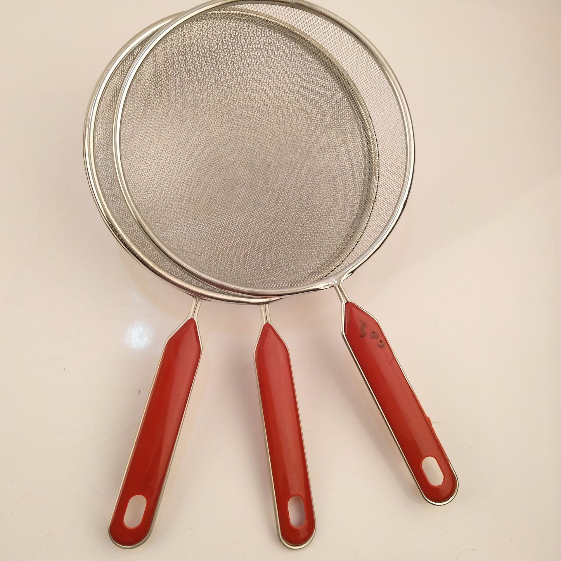 2元批发 软红把网漏 网格 18漏勺 细钢丝漏 两元超市货源