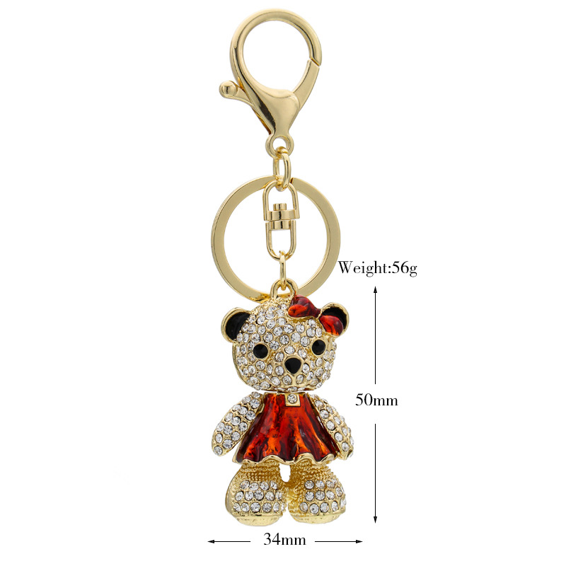 Valentine's Day Key Accessories Small Gift Rhinestone Car Bear Keychain Personality Creative Bag Pendant