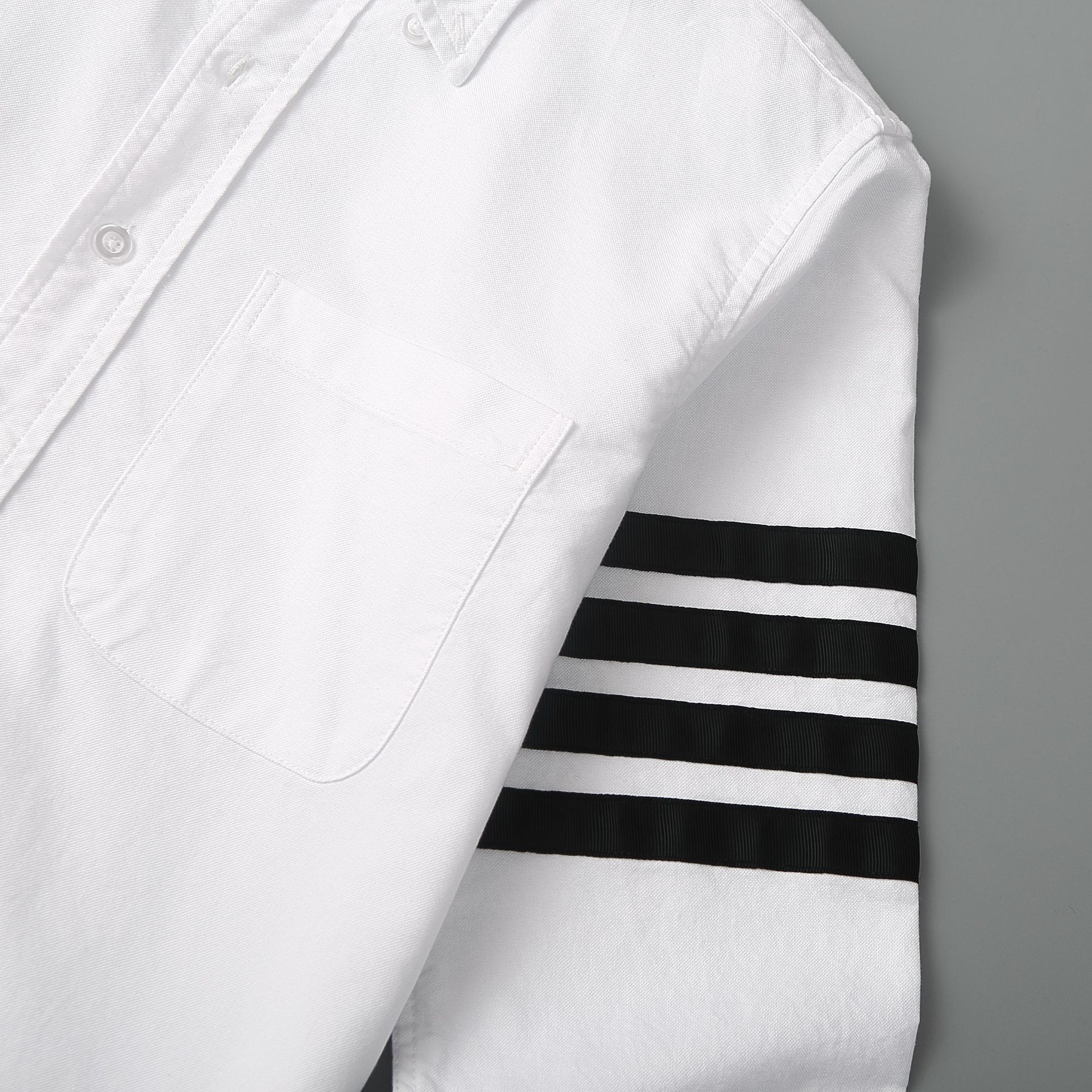 tb衬衫黑色四条杠白衬衣潮牌牛津纺衬衣白衬衫修身休闲商务衬衣