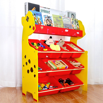卡通小鹿小熊超大儿童玩具收纳架书架 幼儿园宝宝整理架储物柜