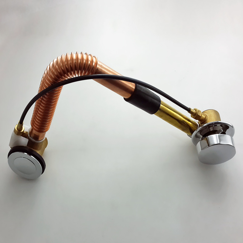 全铜浴缸下水器 双头浴缸排污排水器 旋转式浴缸配件8801