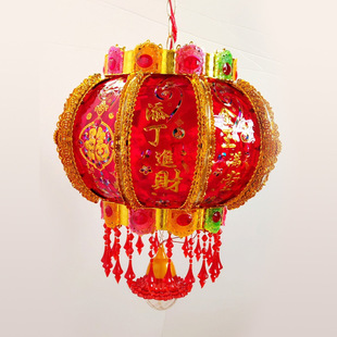 福多多七彩led旋转灯笼 节日喜庆装饰吊灯 亚克力水晶灯 一件代发