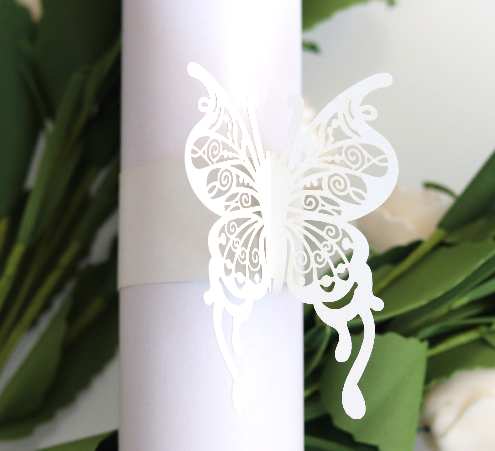 酒店用品毛巾扣 蝴蝶餐巾环 激光镂空纸环 镜面金色纸扣花边批发