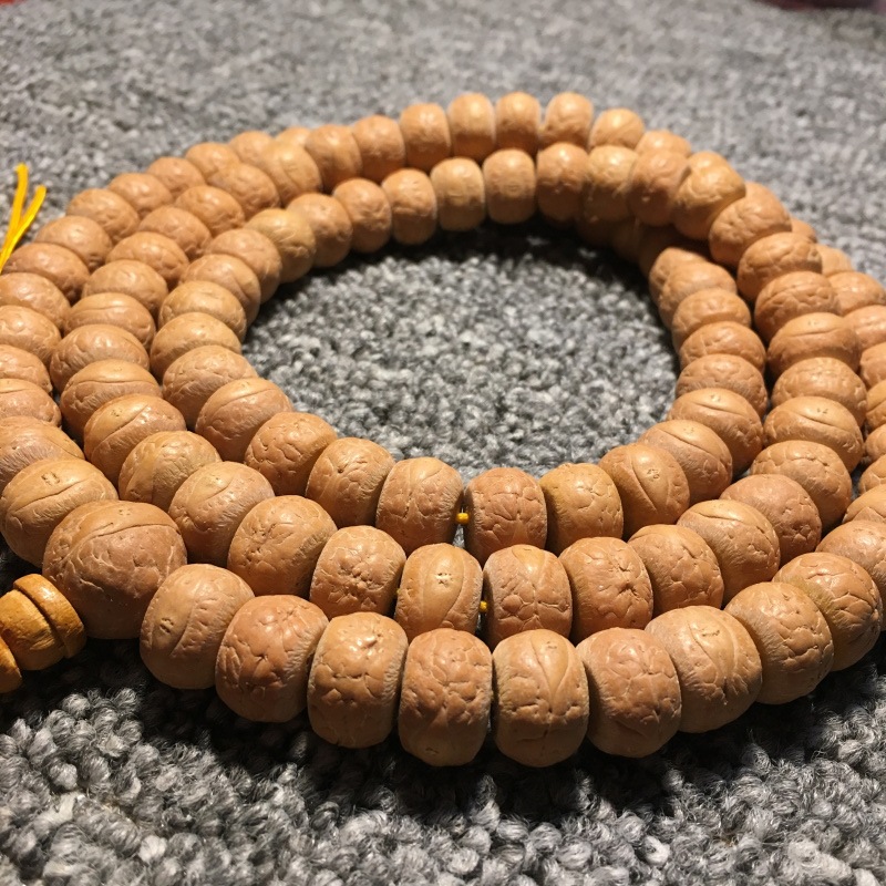 精工打磨精修倒角 藏式尼泊尔凤眼菩提108颗佛珠手链姜黄皮12-13m