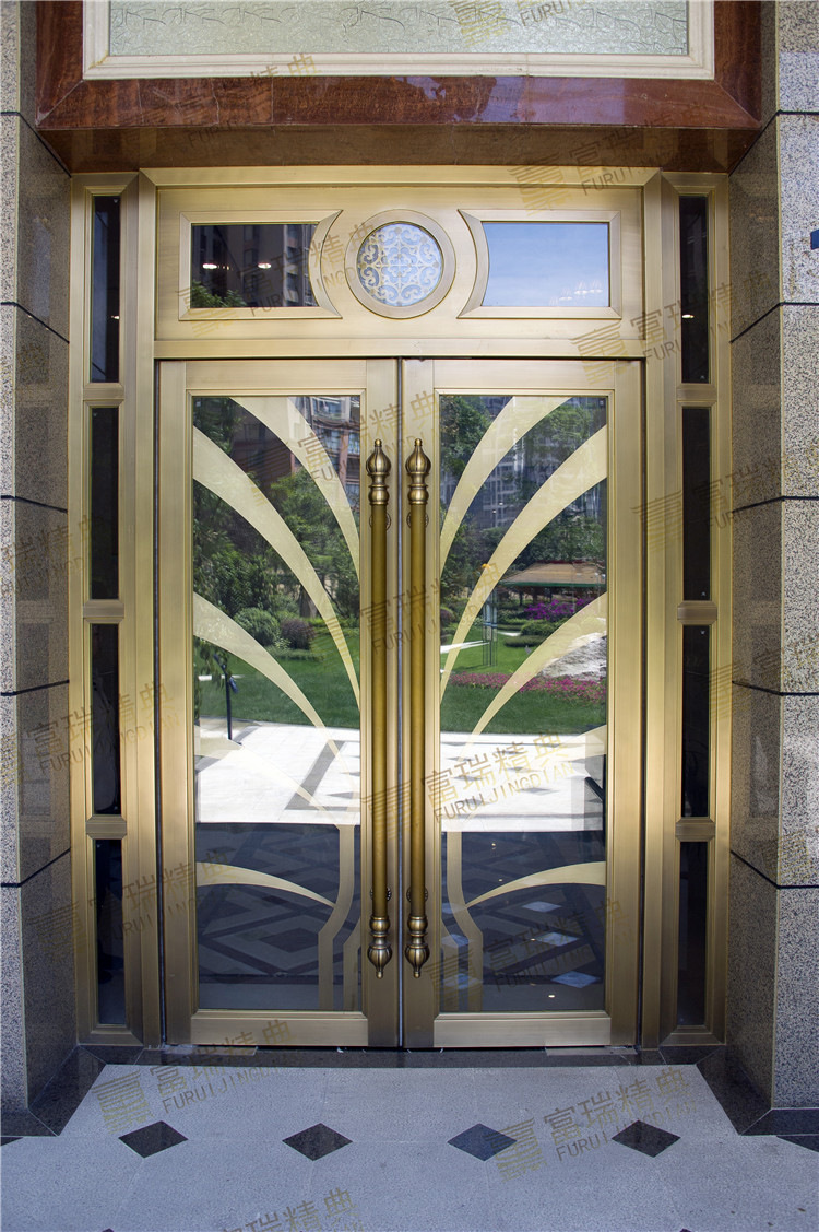别墅酒店高端定制铜门玻璃铜门厂家定制设计安装