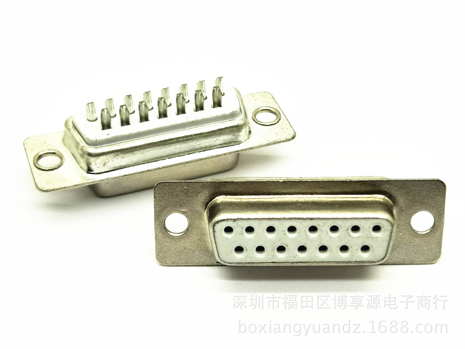 db15母头 双排db15p母座 焊线式 白色胶15针焊接头插座 15芯孔座