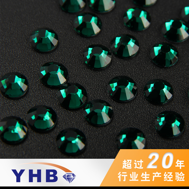 Foreign Trade Hot Selling Popular Clothing Accessories Swarovski Rhinestone Emulation Green round Rhinestone Ormanent DIY Accessories Flat Bottom Colorful Crystals