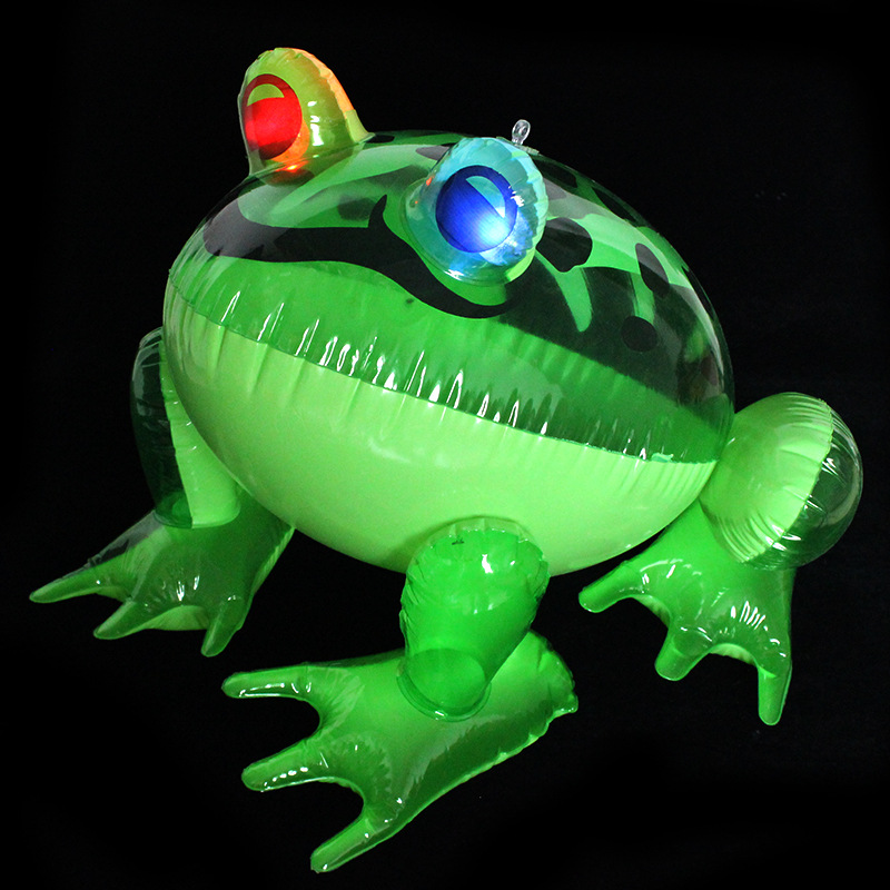 Luminous Inflatable Frog PVC Inflatable Cartoon Animal Frog Children's Toy with Light Flash Drawstring Frog Wholesale