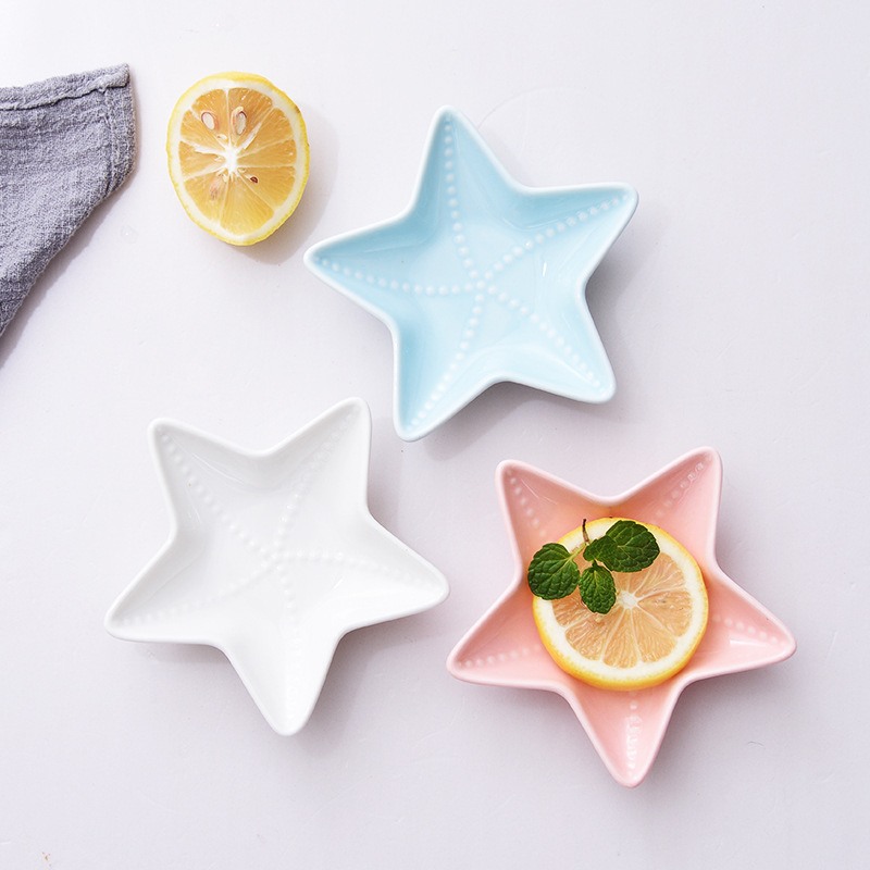 Porcelain Minimalist Seasoning Dish Starfish Side Dish Creative Cloud Dish Kitchen Cartoon Tableware Vinegar Seasoning Saucer Dish