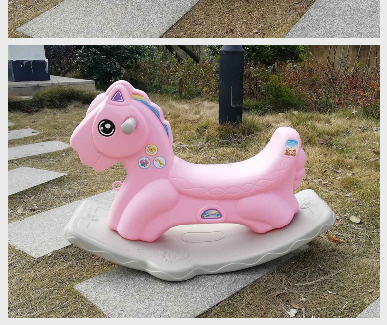 儿童摇摇马塑料加厚音乐小木马车宝宝周岁礼物1-5岁玩具摇椅批发