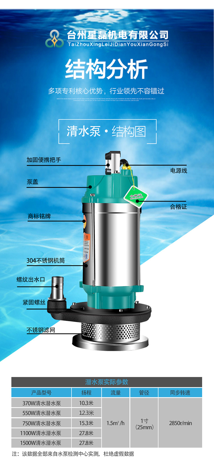 qdx潜水泵家用高扬程清水泵农用井用灌溉抽水机220v单相抽水泵