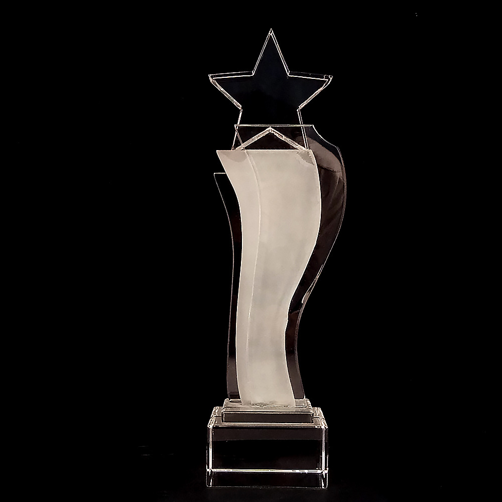 厂家定制水晶高档五星奖杯创意家居摆件客厅装饰物玻璃工艺品