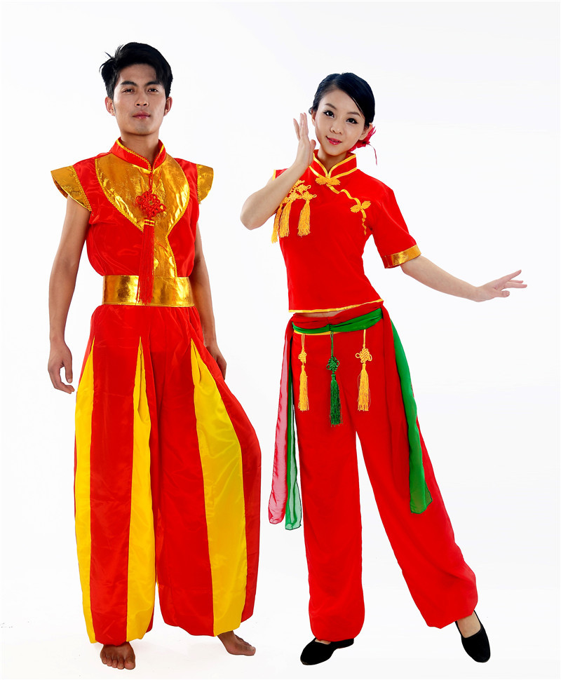 民族风打鼓服演出服男女水鼓舞蹈服现代舞蹈服装开场舞舞台装表演