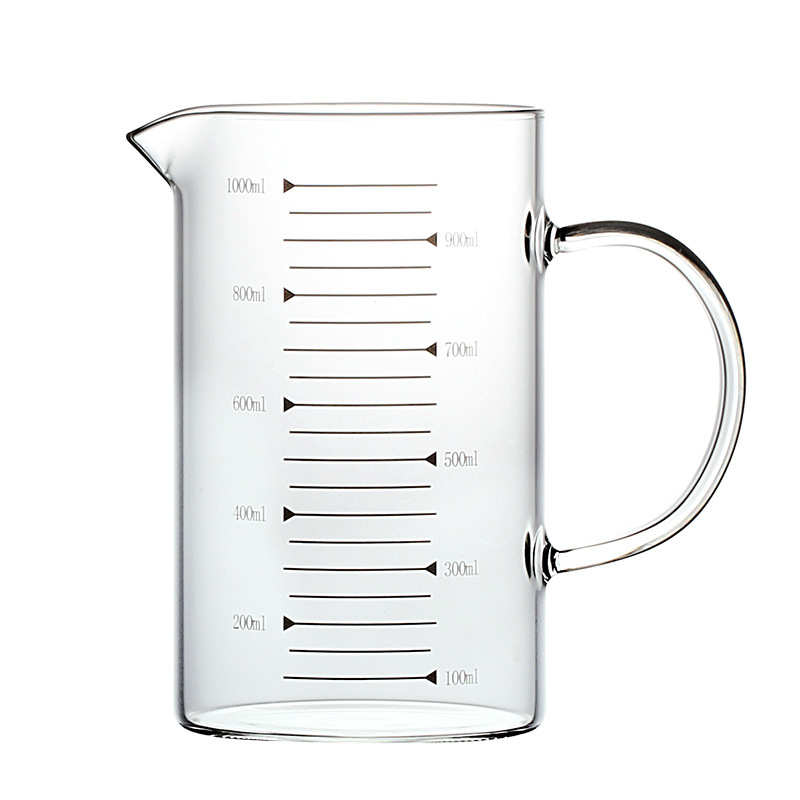 耐高温家用烘培刻度杯 大容量1000ml牛奶果汁瓶 厨房带刻度量