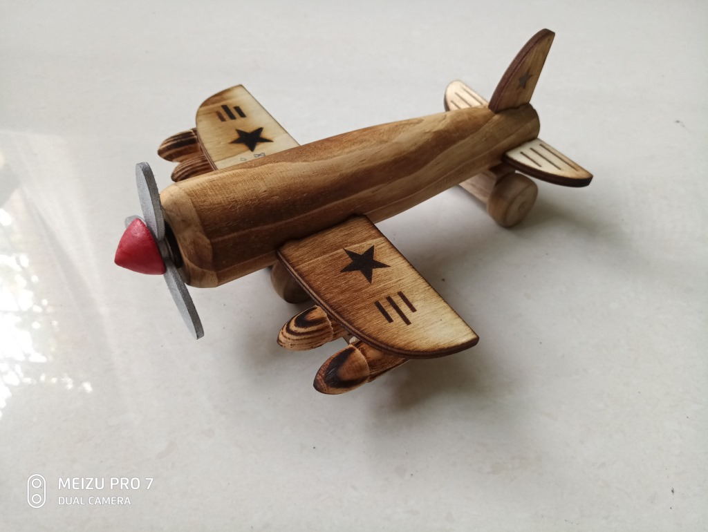 木制仿古战斗机 导弹飞机模型 木制小摆件 小飞机
