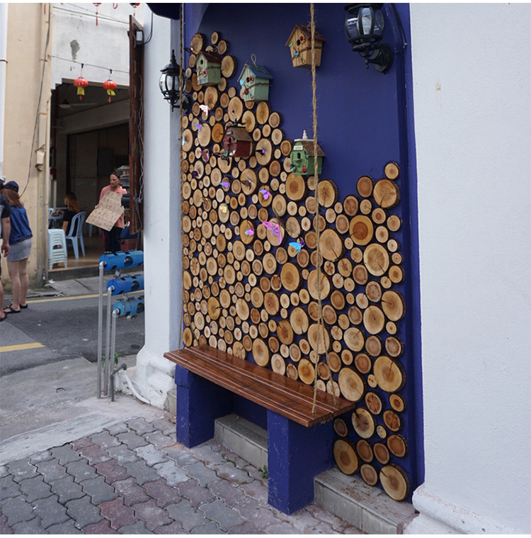 圆木片diy酒吧茶楼咖啡厅装饰墙面装修木片电视背景墙创意原木片