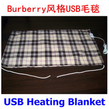 出口热销巴宝USB毛毯USB heating blanket印花格子毯电気毛布