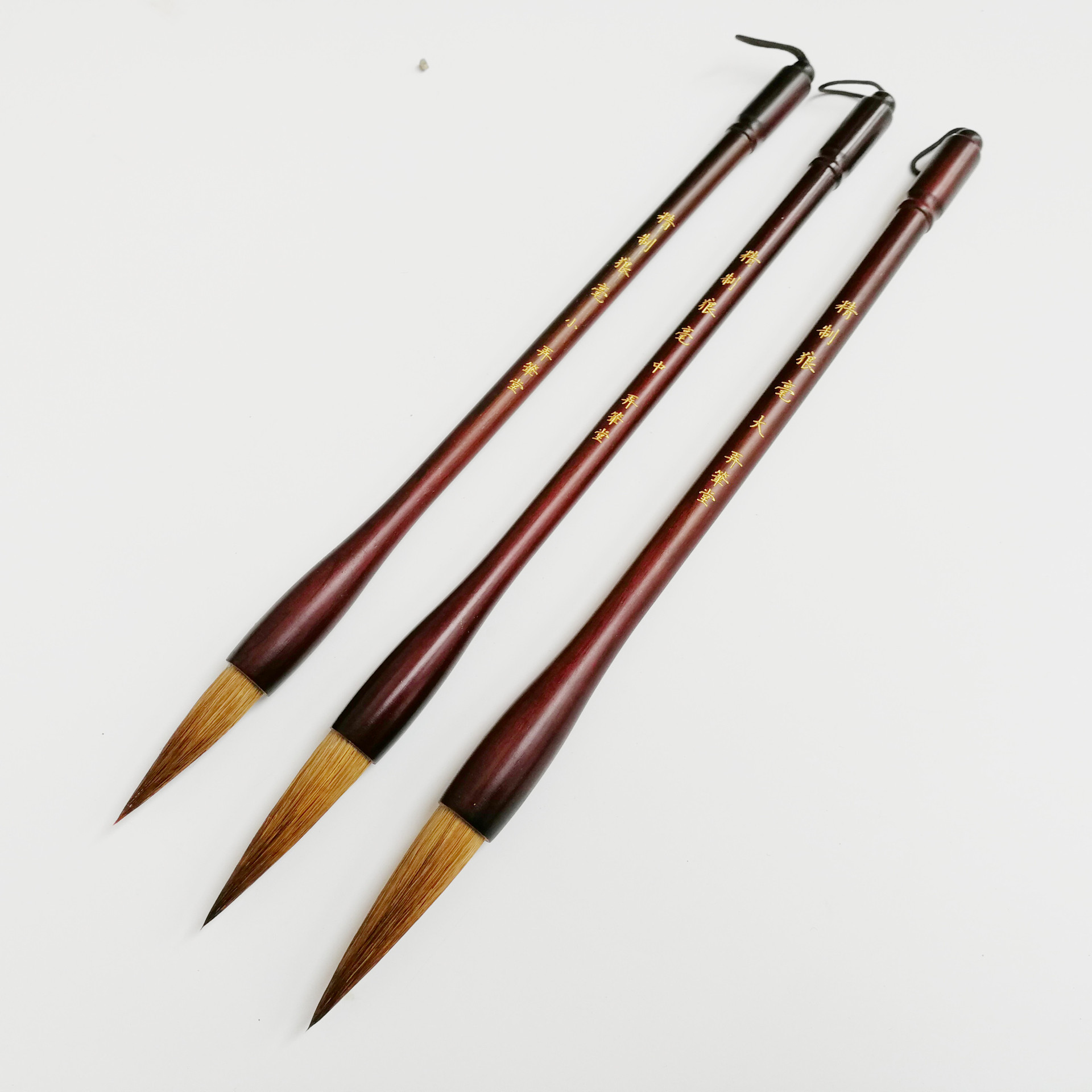 毛笔狼毫大楷书木杆一体杆暗红色哑光手感细腻弹性强毛笔精制狼毫