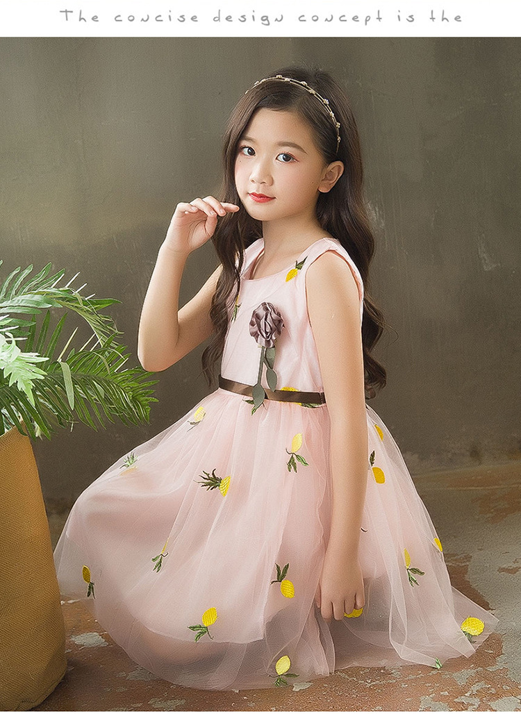 a0348菠萝背心纱裙2018新款夏季女童洋气连衣裙中大童蓬蓬公主裙