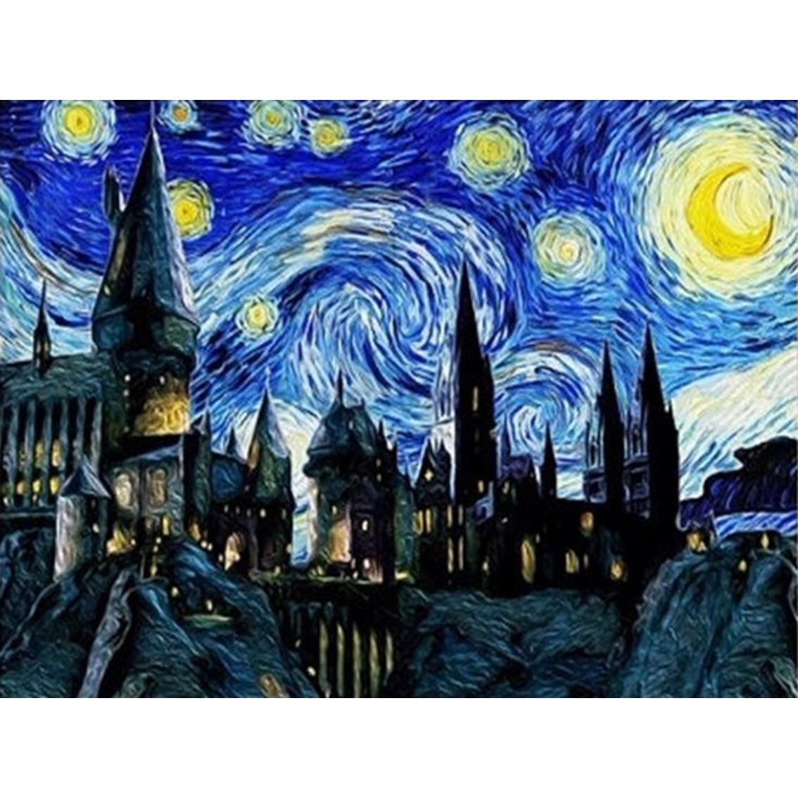 钻石十字绣星夜城堡满钻外贸家居装饰画新款工厂直销5d钻石画