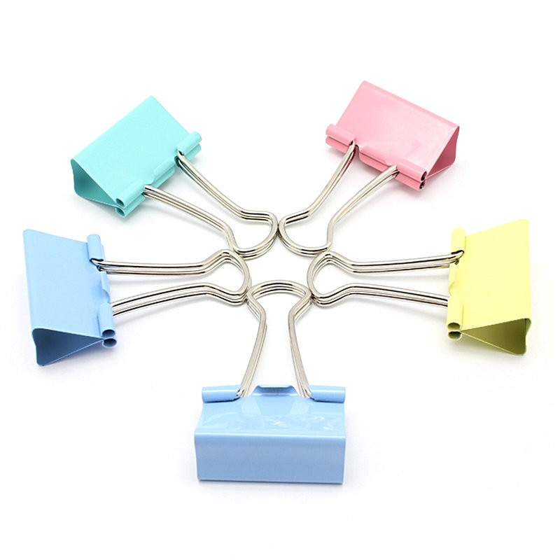 办公用品文具 4号25mm长尾夹 票据燕尾夹 彩色桶装夹子 批发