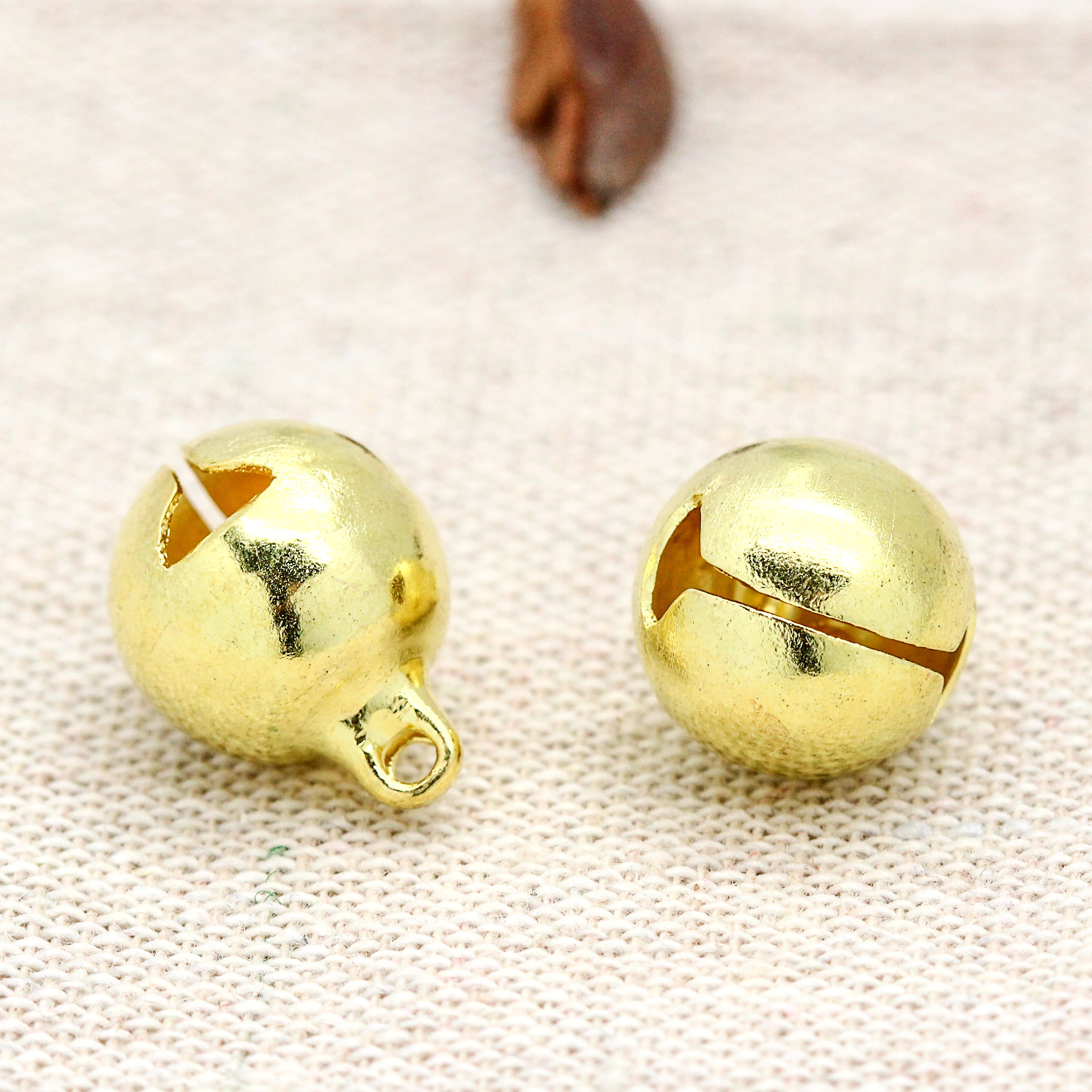 简约diy饰品配件铜镀金色银色圆铃铛韩版一字铃铛手作小铃铛