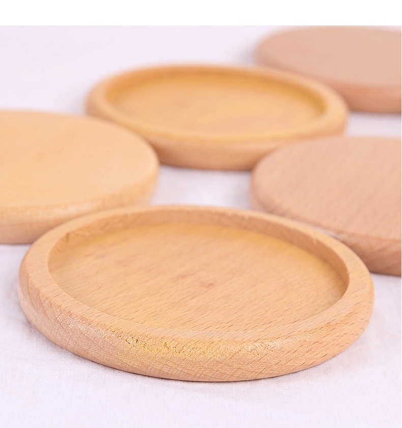 圆形木杯垫 榉木隔热带凹槽 功夫茶具家居餐垫杯托 厂家直销现货