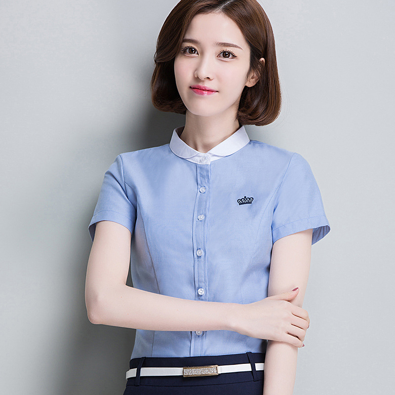 短袖白色衬衫女2018夏季夏装新款职业装ol工装工作服上衣百搭衬衣