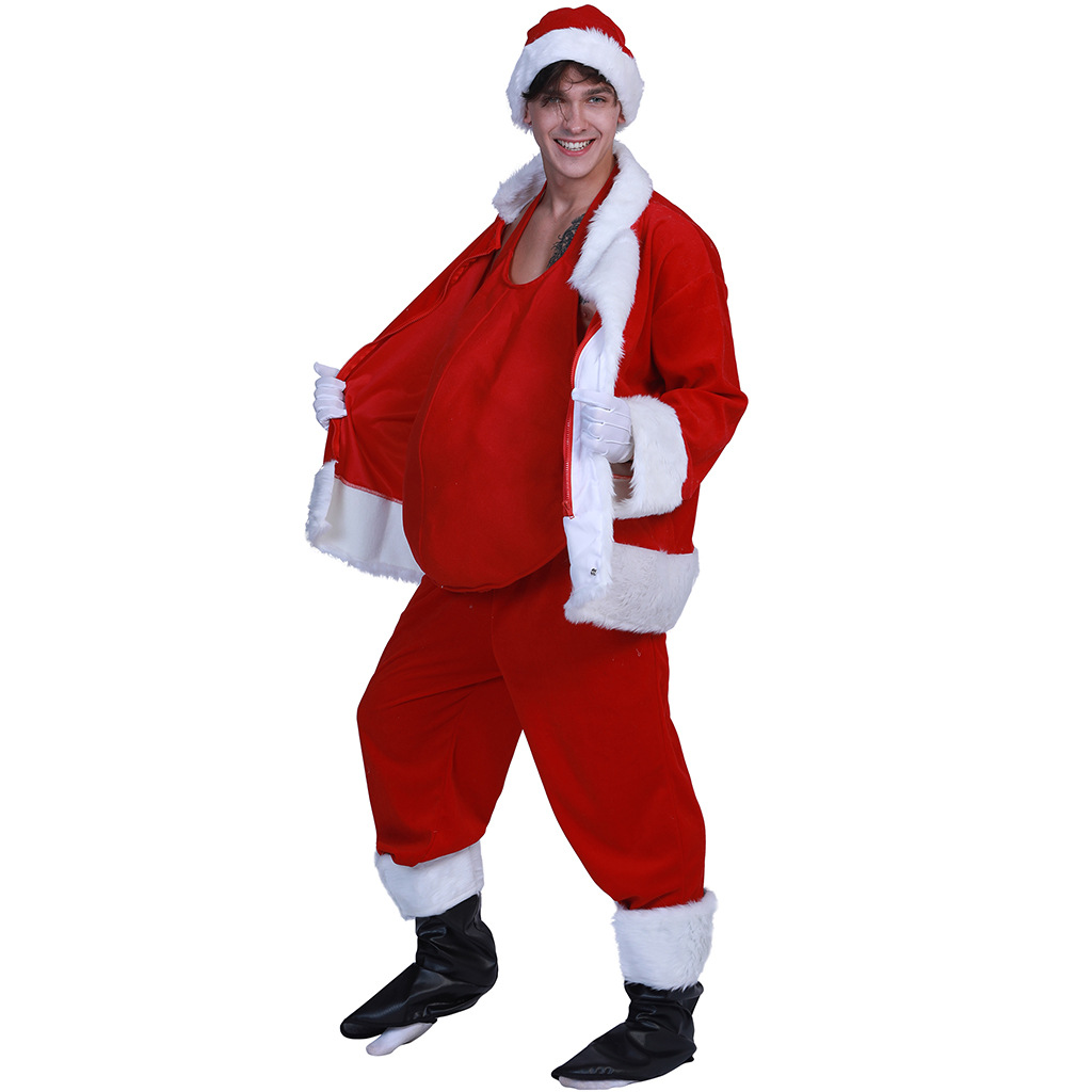 Factory in Stock Christmas Stage Makeup Performance Accessories Clothing Men and Women Santa Claus Fake Belly Dress up Props