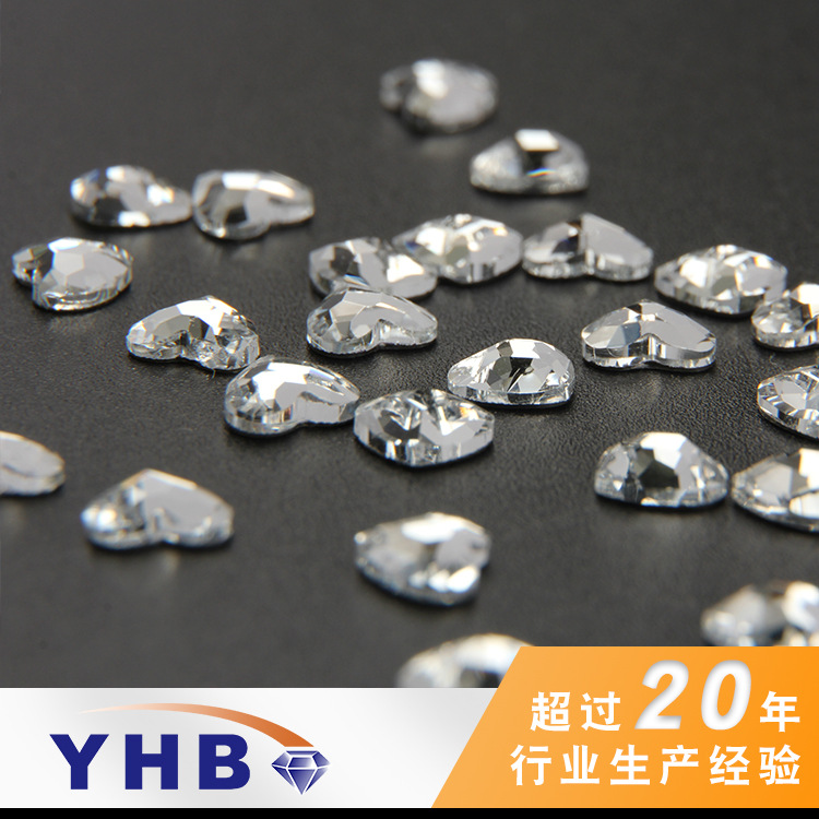 Factory Wholesale Fancy Shape Diamonds Heart-Shaped Flat Peach Heart Glass Hot Drilling 6mm Nail Art Home Textile Imitation Czech Fancy Shape Diamonds