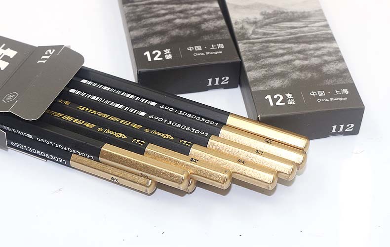 碳笔中牌华112炭笔软中硬多规格炭画铅笔素描碳化铅笔木头铅画_笔