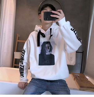 卫衣男连帽潮流韩版秋冬季新款印花潮男宽松加绒学生情侣个性外套