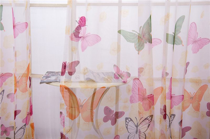 窗帘布室内纱帘批发印花蝴蝶窗纱客厅卧室阳台纱窗门帘可水洗