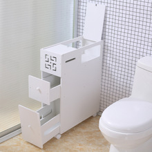 卫生间马桶边柜窄柜侧柜收纳整理柜浴室柜白色可移动落地矮柜子